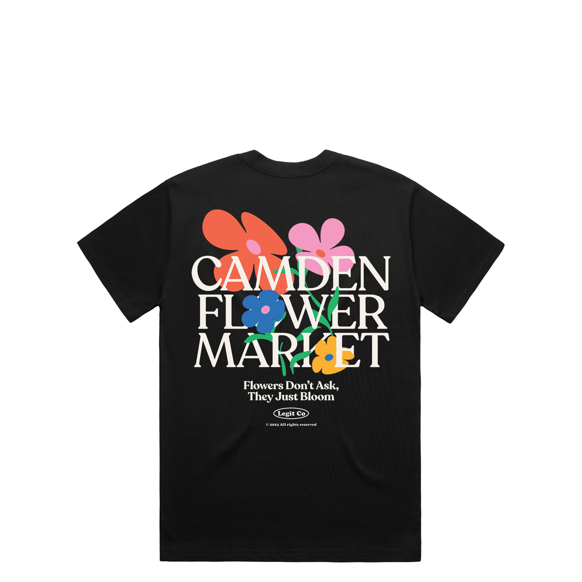 Flower Market T-Shirt in Black, alternate view